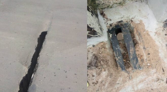 The Cracked and Exposed Sections of the Newly Completed Bridge